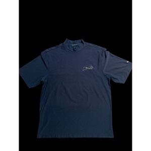 NIKE GOLF Men's Medium‎ Navy Blue Turtle Neck Shirt With  The Frog Logo